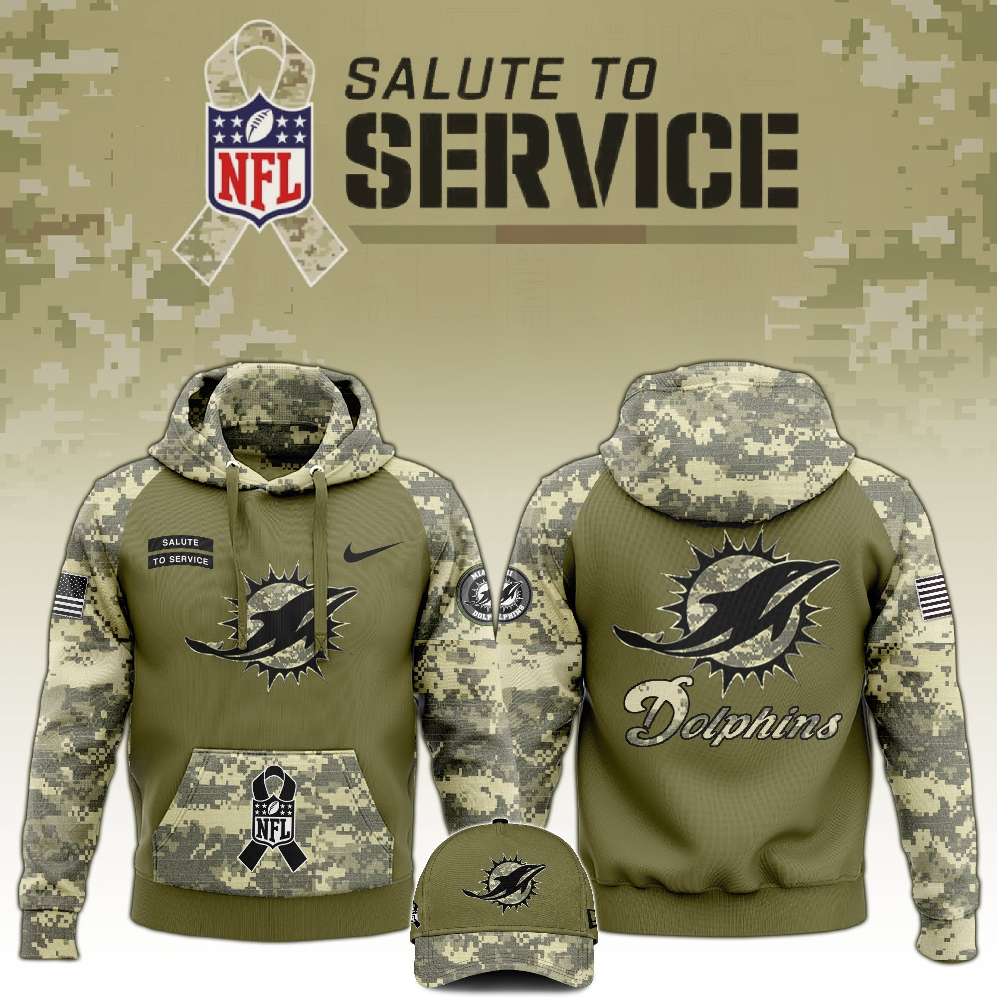 Miami Dolphins Salute to Service Club Limited Edition Camo Hoodie Gift For Dolphins Lovers