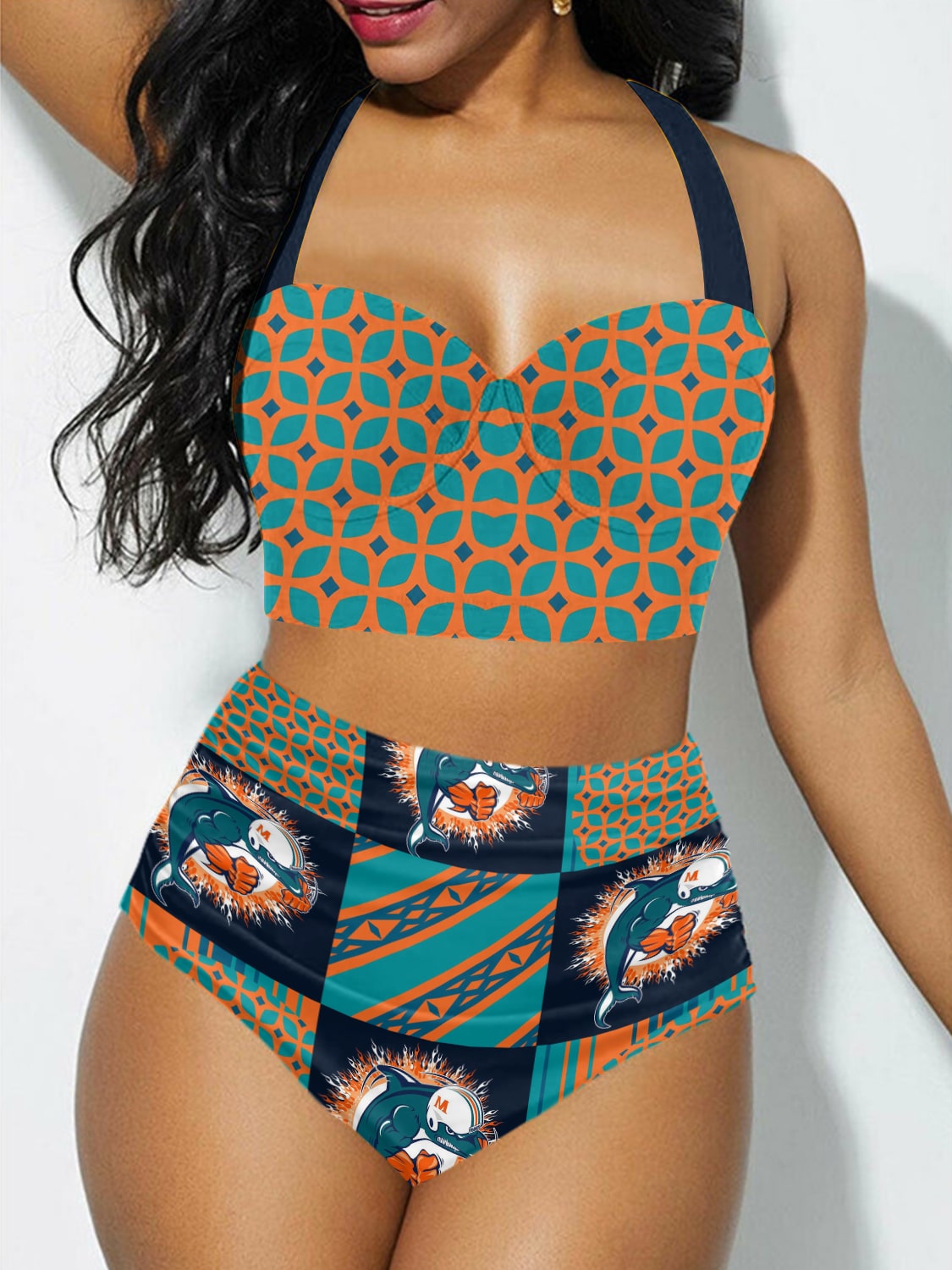 Miami Dolphins Sexy Print Bikini Swimsuit St2412