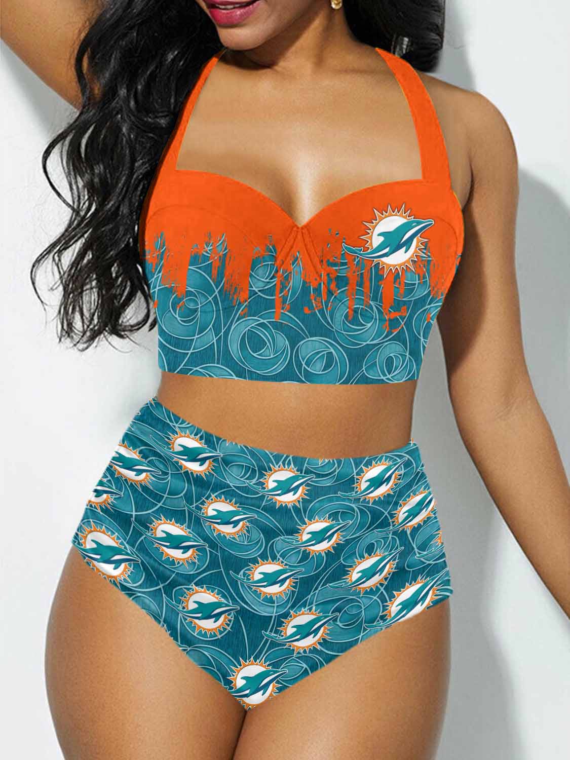 Miami Dolphins Sexy Print Bikini Swimsuit St9336