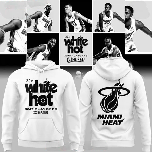 Miami Heat 2025 White Hot Playoffs Hoodie Gifts For Basketball Fan