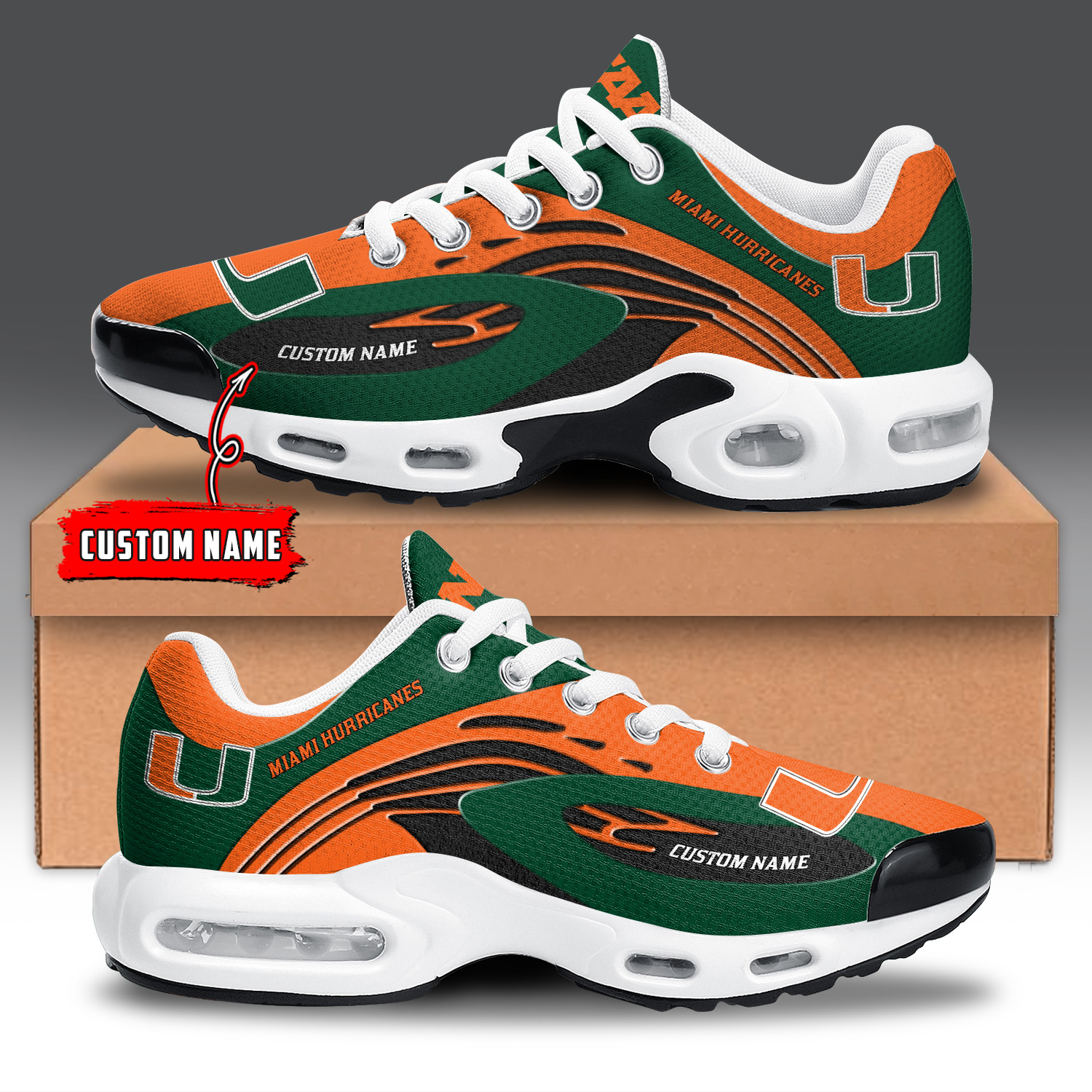 Miami Hurricanes Air Max Plus Shoes Sneakers For Men And Women