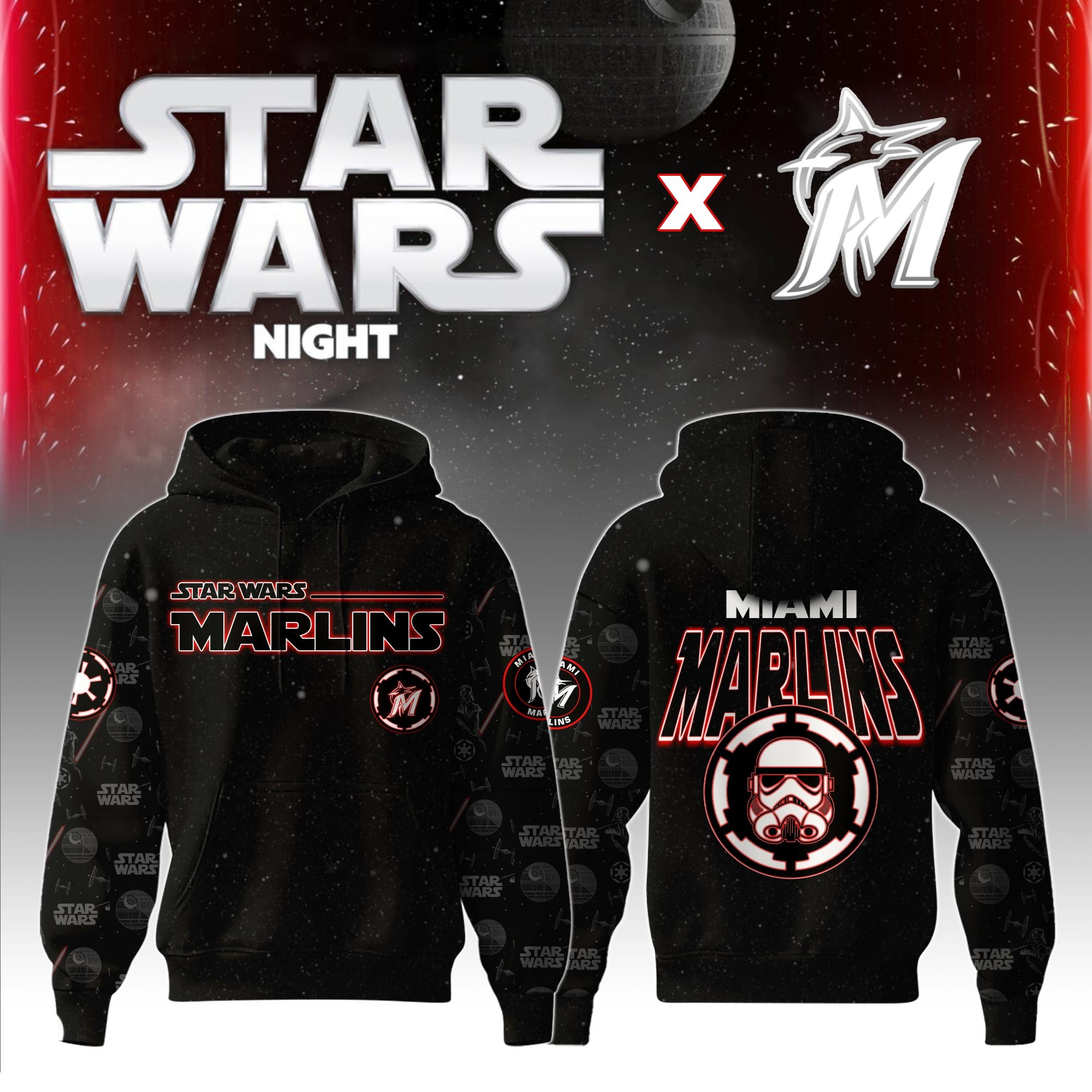 Miami Marlins MLB x Star War Night Special Edition Hoodie 2025 Presents For Baseball Lovers