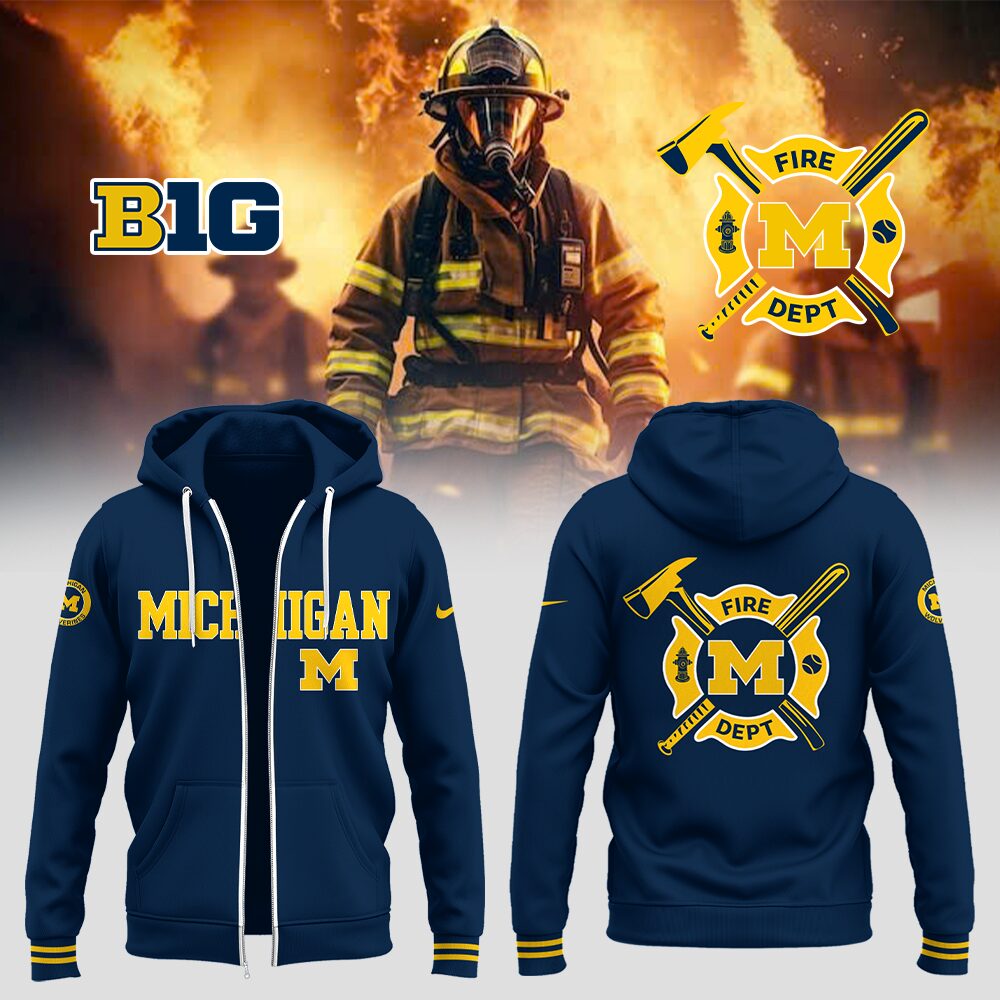 Michigan Baseball x Firefighter Appreciation Night Zip Hoodie Gift For Baseball Lover