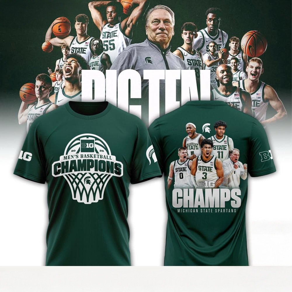 Michigan State 2025 Big Ten Men's Basketball Regular Season Champions Shirt Gifts For Husband Oregontrailrvpk Shirt