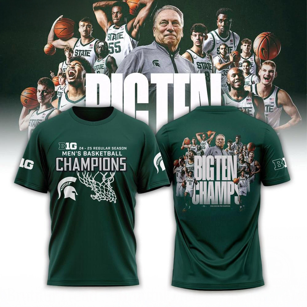 Michigan State 2025 Big Ten Men's Basketball Regular Season Champions Team Player Shirt Oregontrailrvpk Shirt