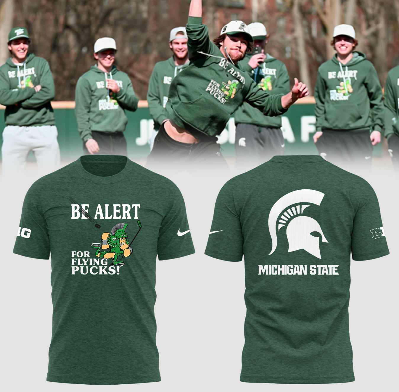 Michigan State Be Alert for Flying Pucks T-Shirt For Hockey Players Oregontrailrvpk Shirt