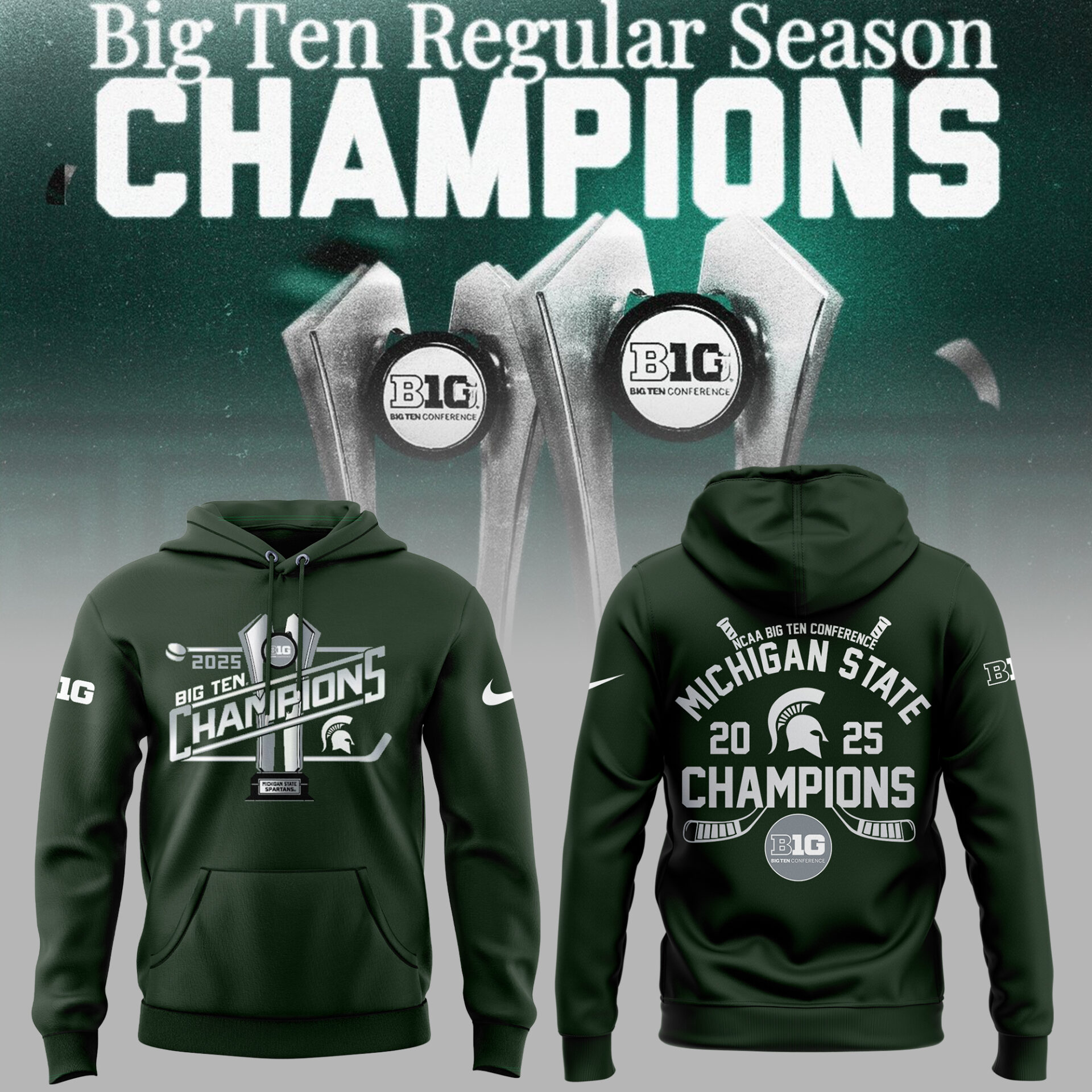 Michigan State Ice Hockey 2025 Conference Champions 2025 Hoodie Gift Ideas For Hockey Players