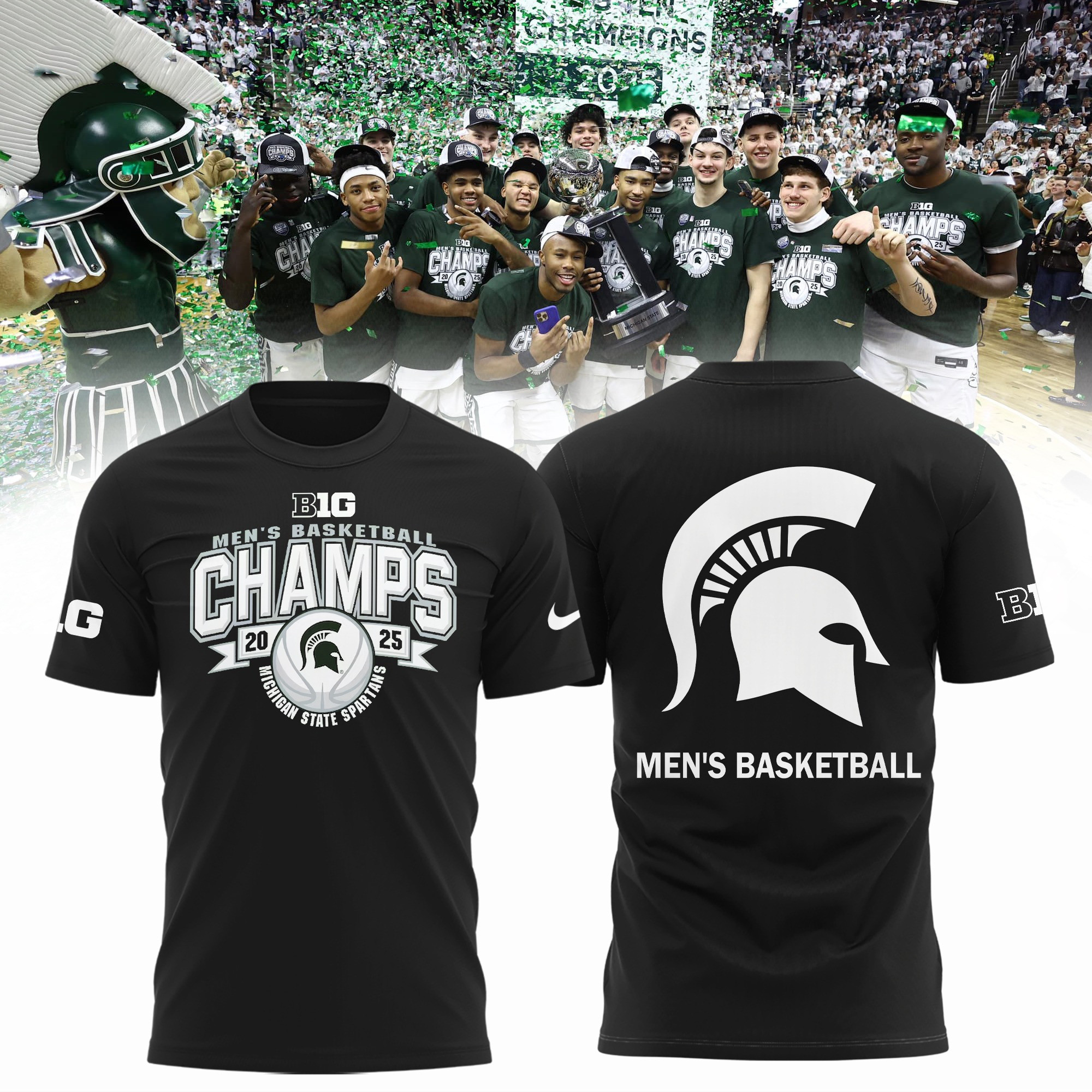 Michigan State Spartans Big 10 Champions 2025 Shirt Men's Basketball Regular Season Oregontrailrvpk Shirt