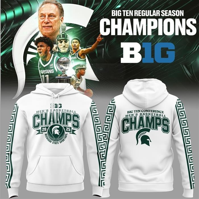 Michigan State Spartans Big 10 Regular Season Champions 2025 Hoodie Gifts For Basketball Fan
