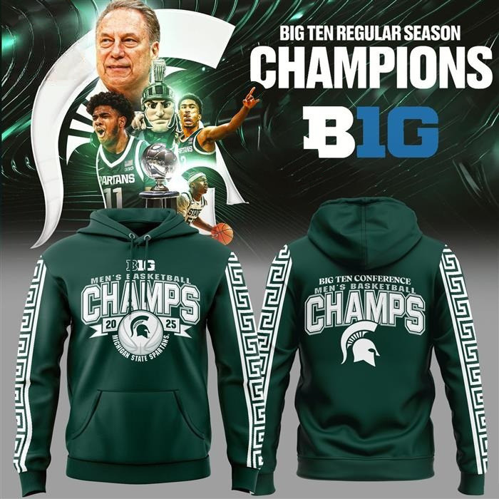Michigan State Spartans Big 10 Regular Season Champions 2025 Hoodie Gifts For Basketball Fan