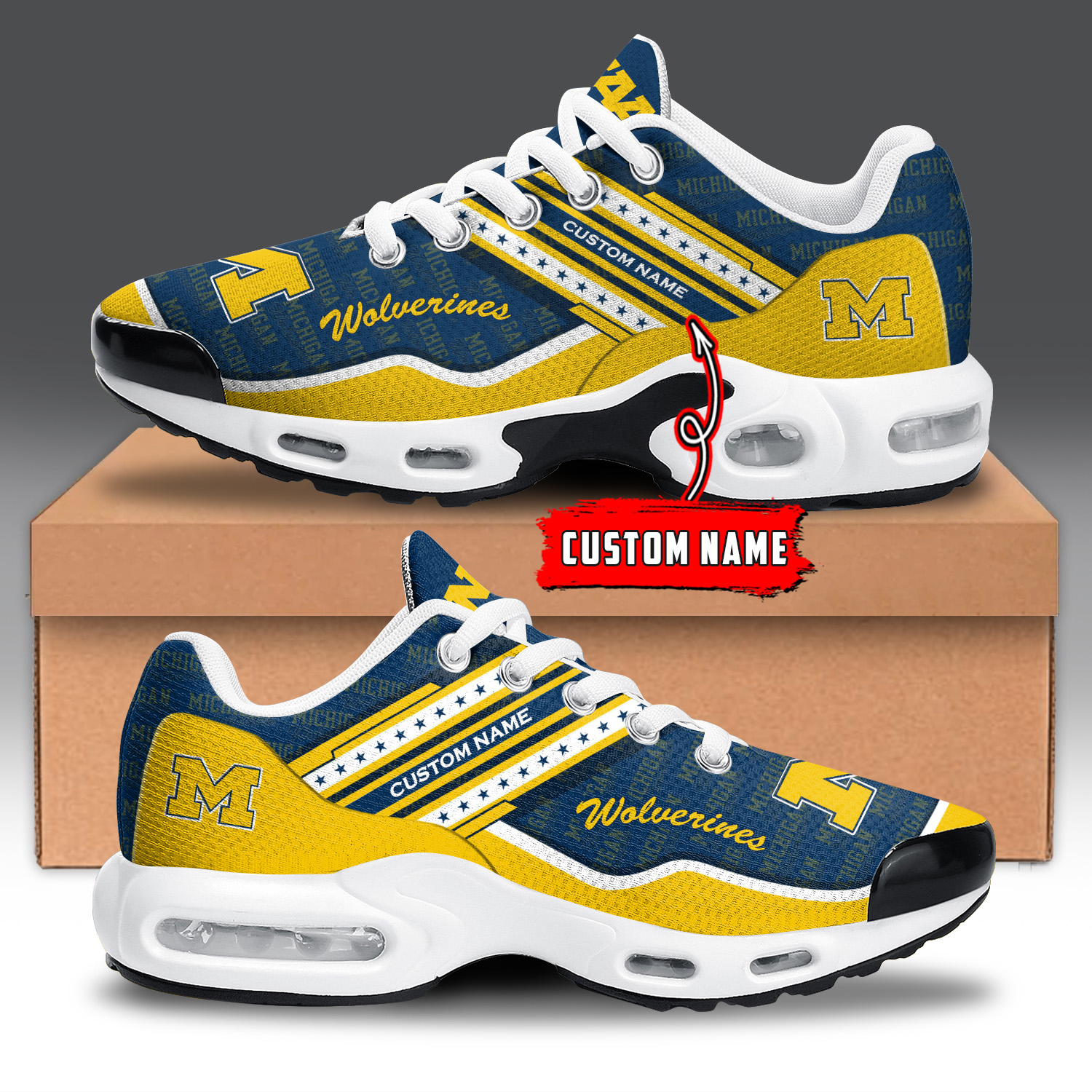 Michigan Wolverines Air Max Plus Shoes Sneakers For Men And Women
