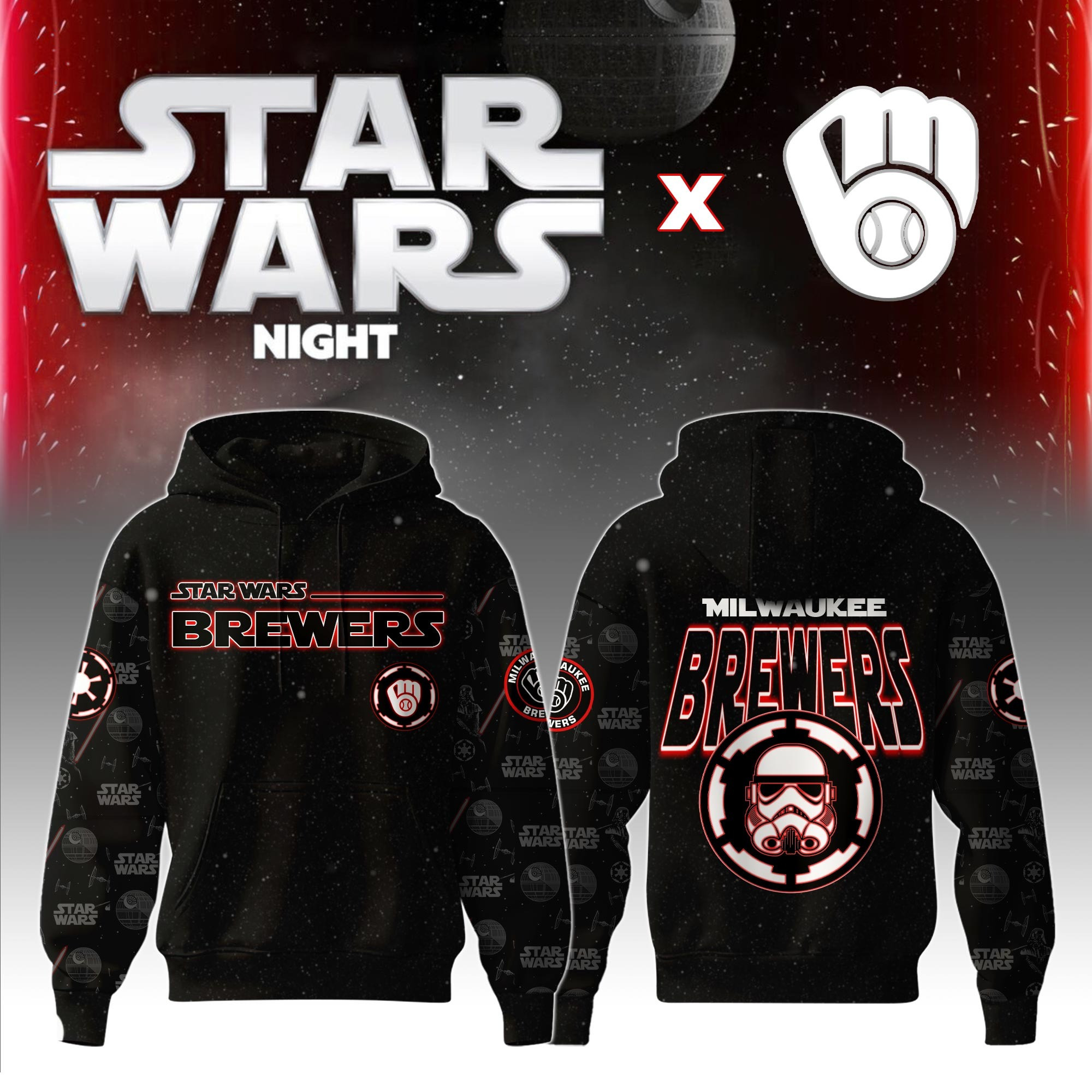 Milwaukee Brewers MLB x Star War Night Special Edition Hoodie 2025
