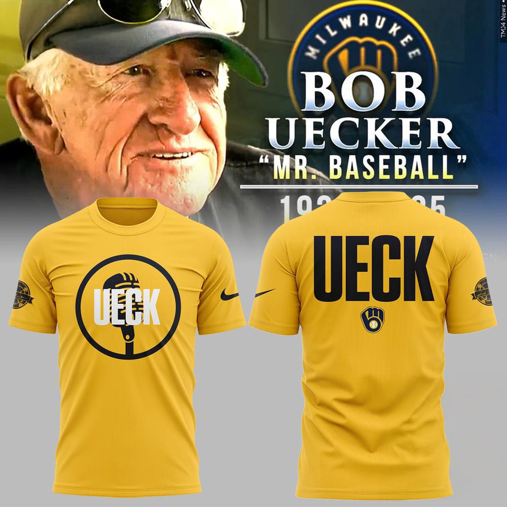 Milwaukee Brewers Remembering Bob Uecker Mr. Baseball Yellow Shirt Oregontrailrvpk Shirt