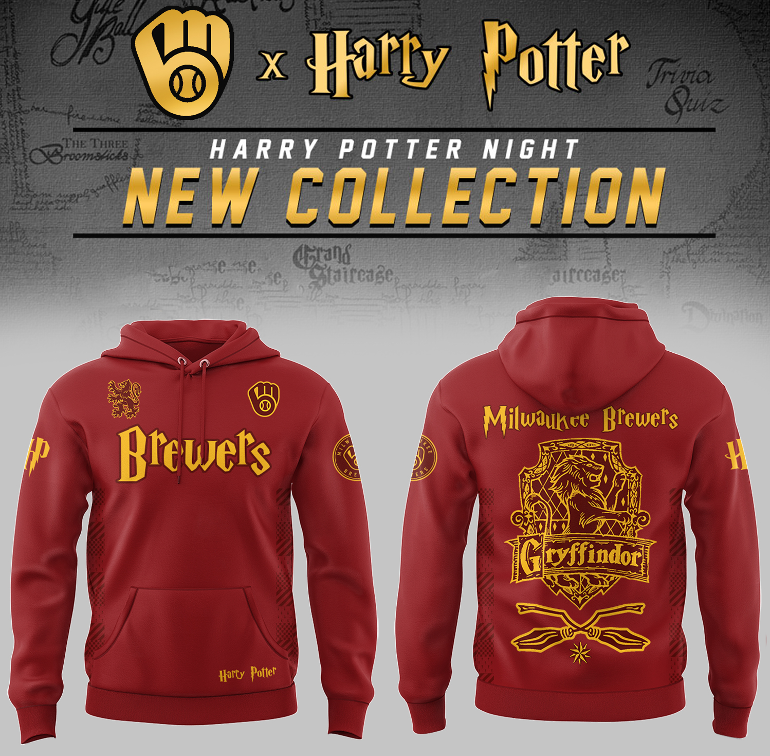 Milwaukee Brewers x Harry Potter Night Gryffindor House Hoodie