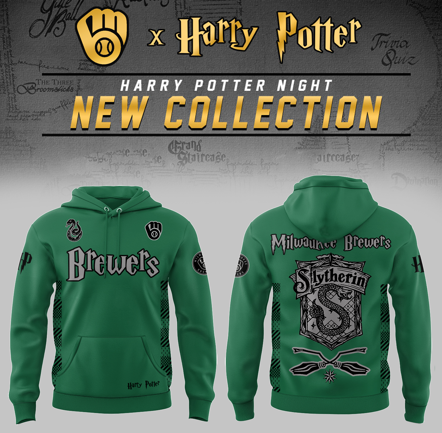Milwaukee Brewers x Harry Potter Night Slytherin House Hoodie Baseball