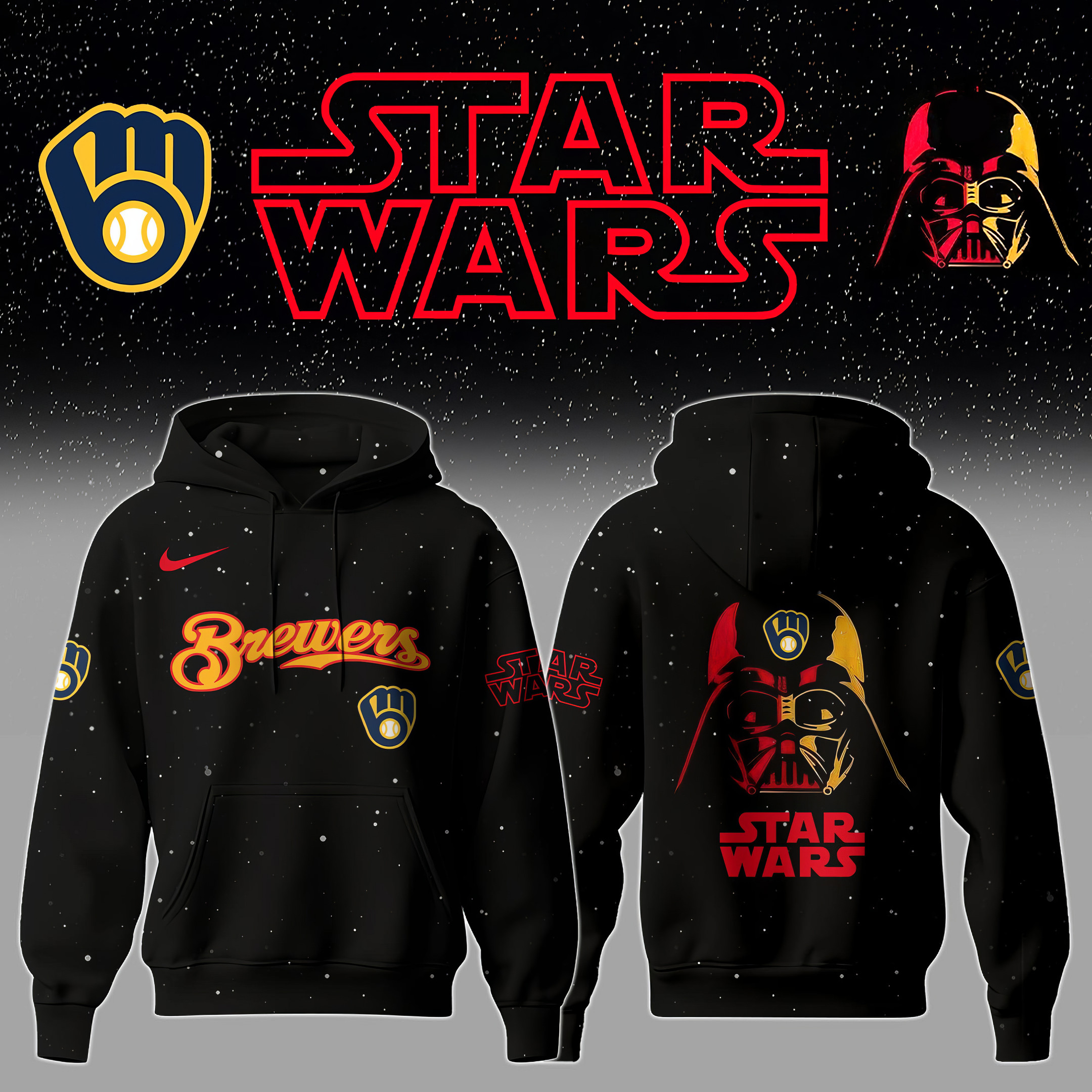 Milwaukee Brewers x Star Wars Night Hoodie Presents For Baseball Lovers