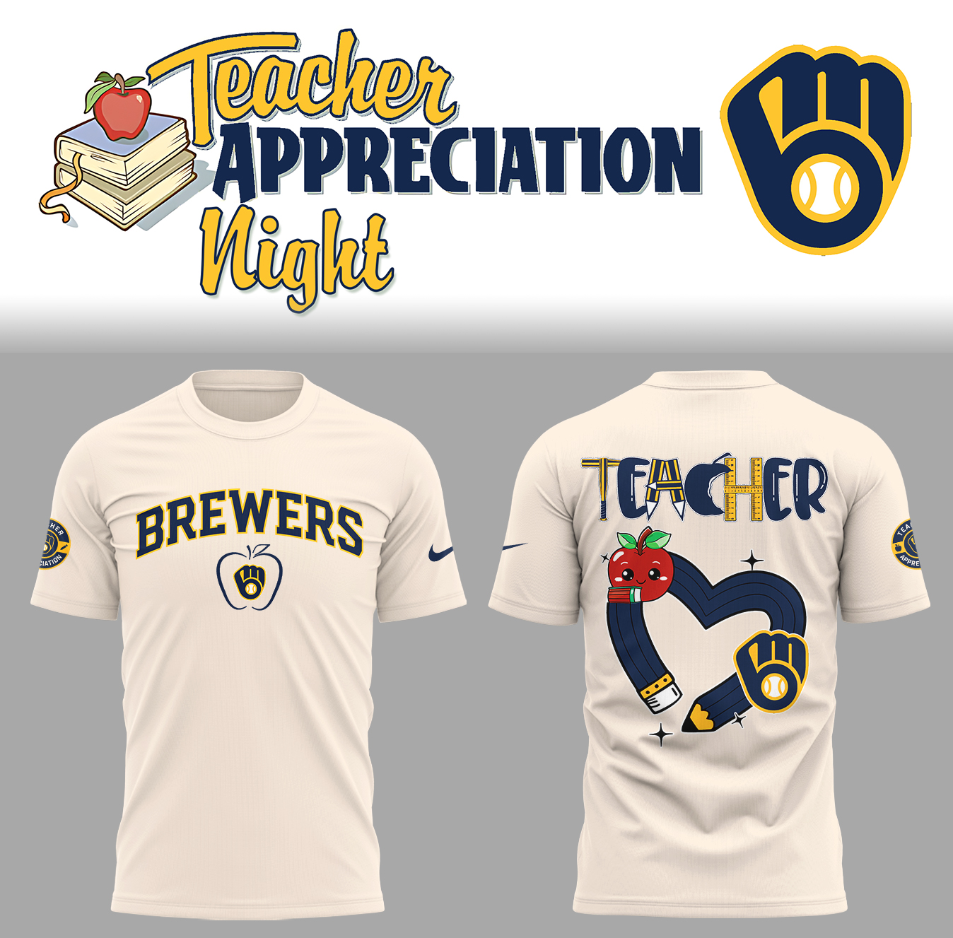 Milwaukee Brewers x Teacher Appreciation Night T-Shirt Baseball Coach Gift Ideas Oregontrailrvpk Shirt