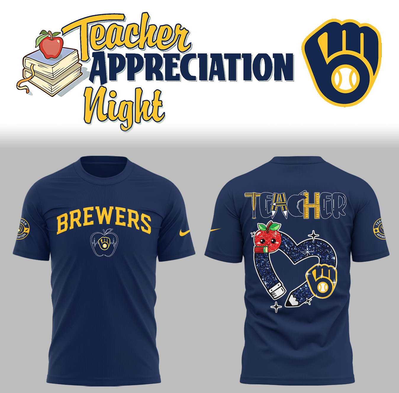 Milwaukee Brewers X Teacher Appreciation Night T-Shirt For Baseball Players Oregontrailrvpk Shirt