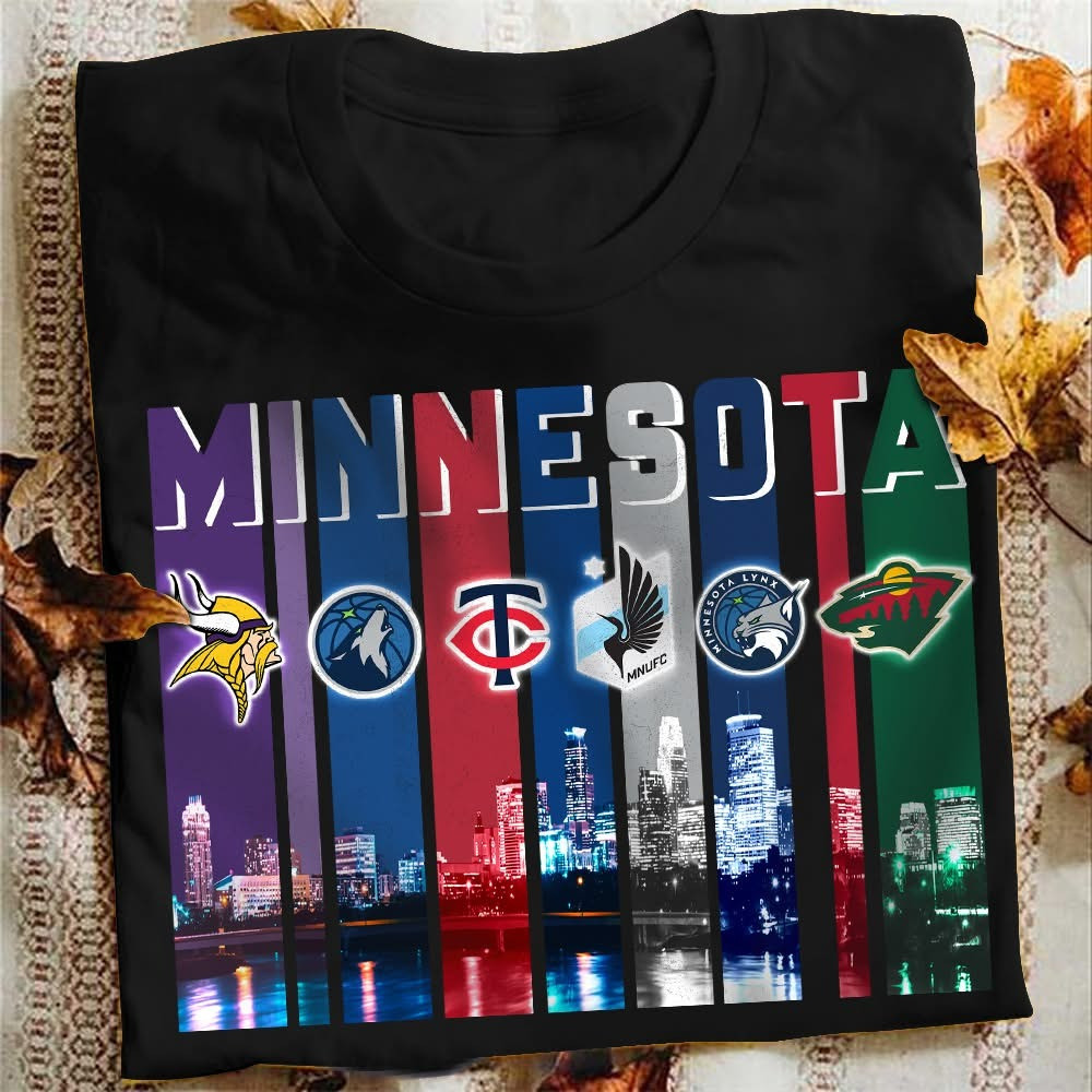 Minnesota City Sport Teams Skyline T-Shirt Best Gifts For Minnesota Sports Lovers Fans Oregontrailrvpk Shirt