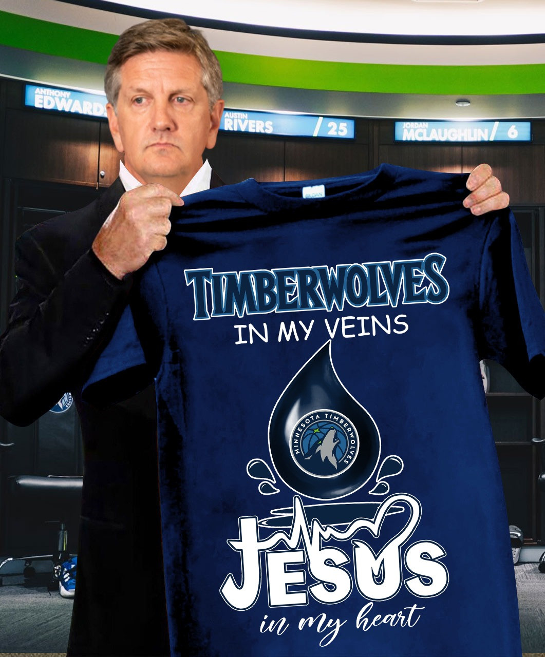 Minnesota Timberwolves In My Veins Jesus In My Heart T-Shirt For Basketball Fans Oregontrailrvpk Shirt