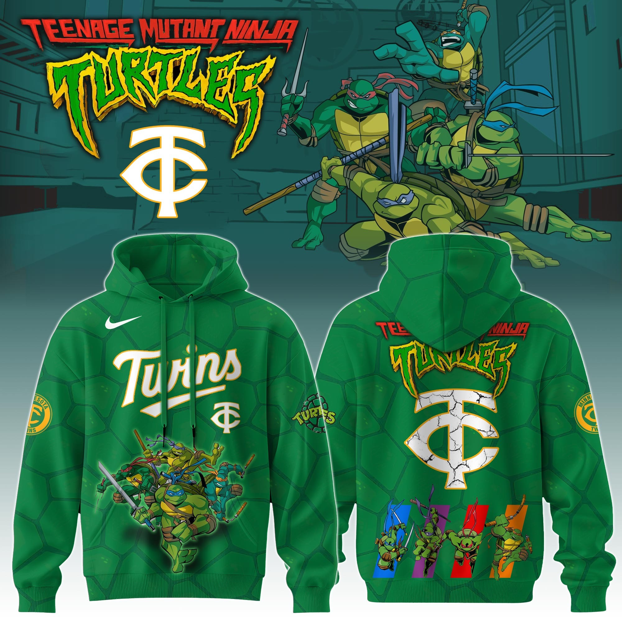 Minnesota Twins MLB X Ninja Turtles Hoodie Baseball Ninja Turtles Lovers