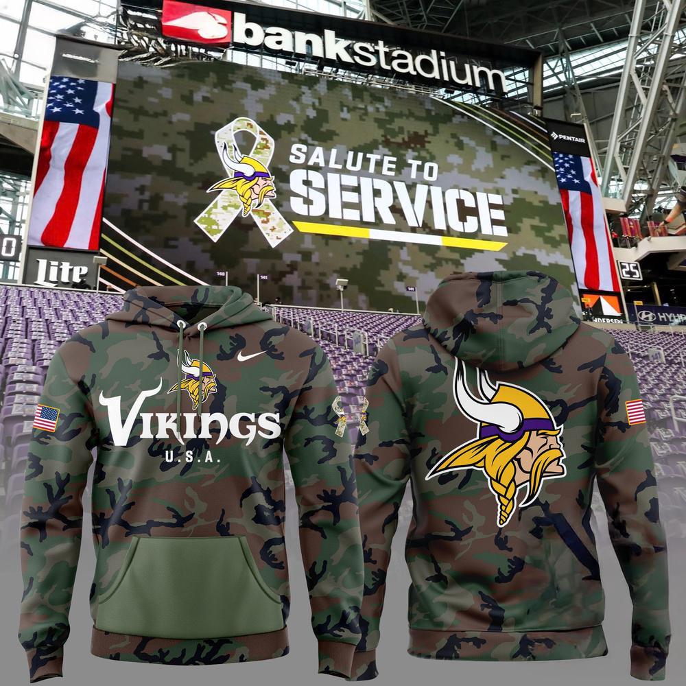 Minnesota Vikings Special Veterans Military Appreciation Hoodie Unique