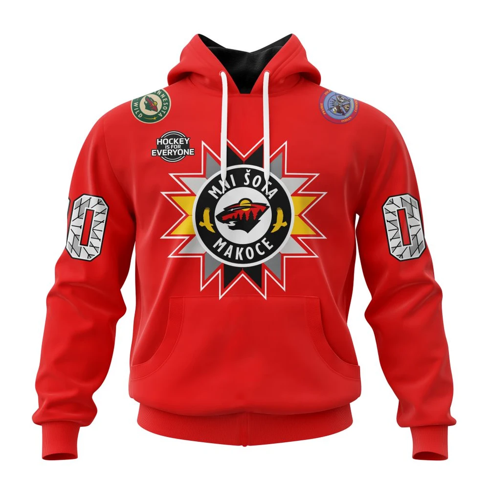 Minnesota Wild Native American Heritage All Over Print Hoodie Style 75251