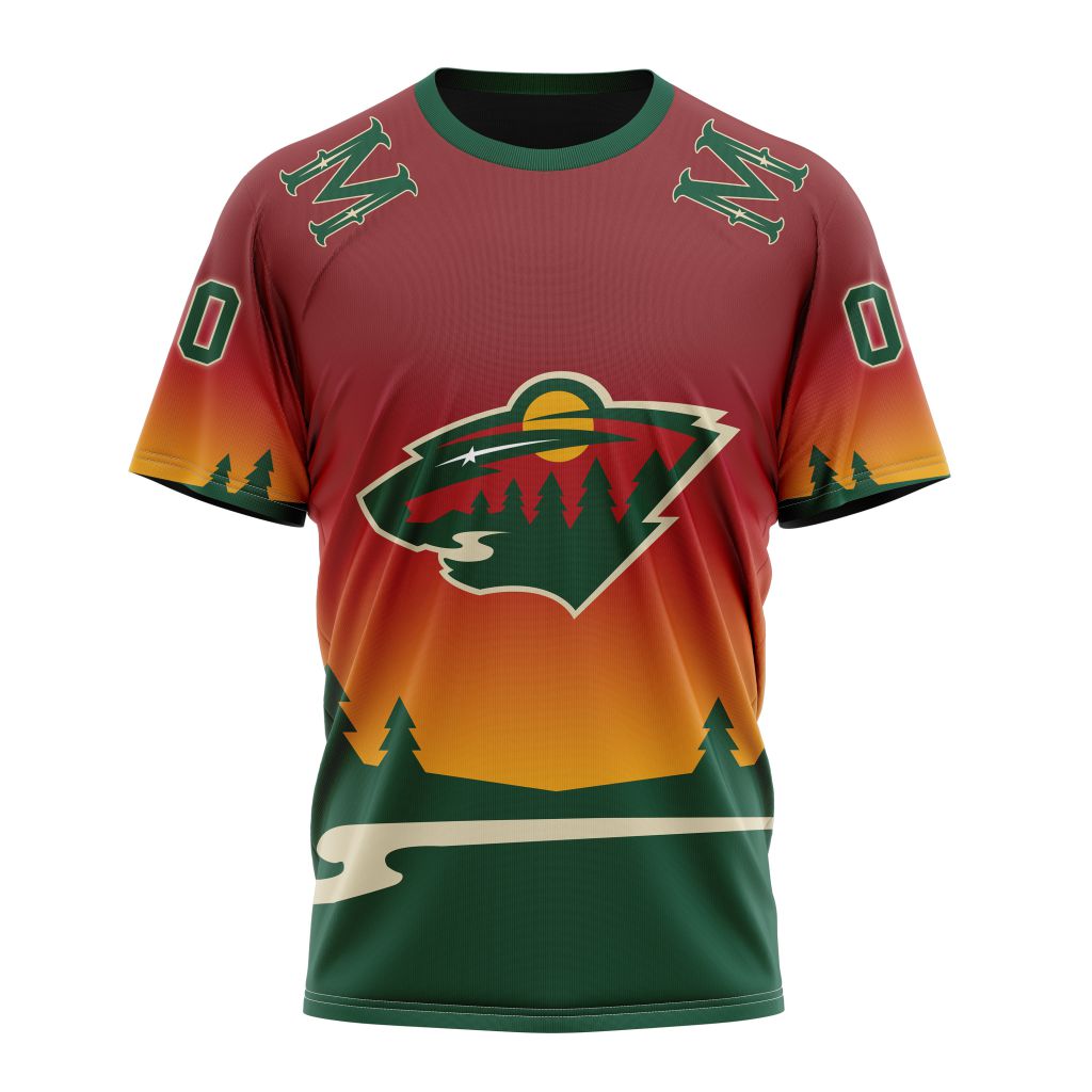 Minnesota Wild New Gradient Series Concept Personalized Name And Number T-Shirt Oregontrailrvpk Shirt