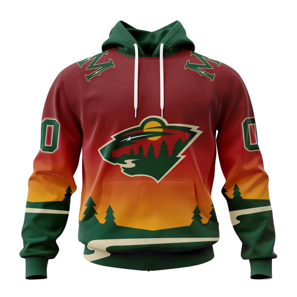 Minnesota Wild Personalize Gradient Series Concept All Over Print Hoodie Style 80078