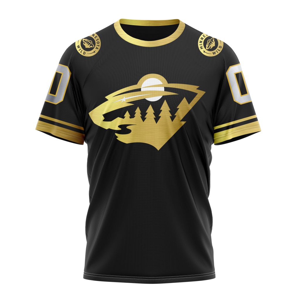 Minnesota Wild Special Black And Gold Design 01 Personalized Name And Number T-Shirt Oregontrailrvpk Shirt