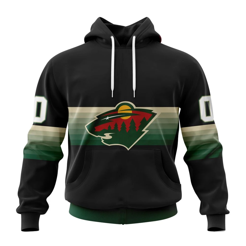 Minnesota Wild Special Black And Gradient Design All Over Print Hoodie Style 36929