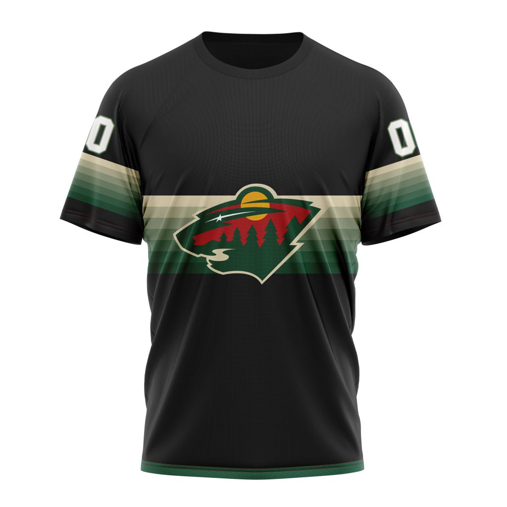 Minnesota Wild Special Black And Gradient Design Personalized Name And Number T-Shirt Oregontrailrvpk Shirt