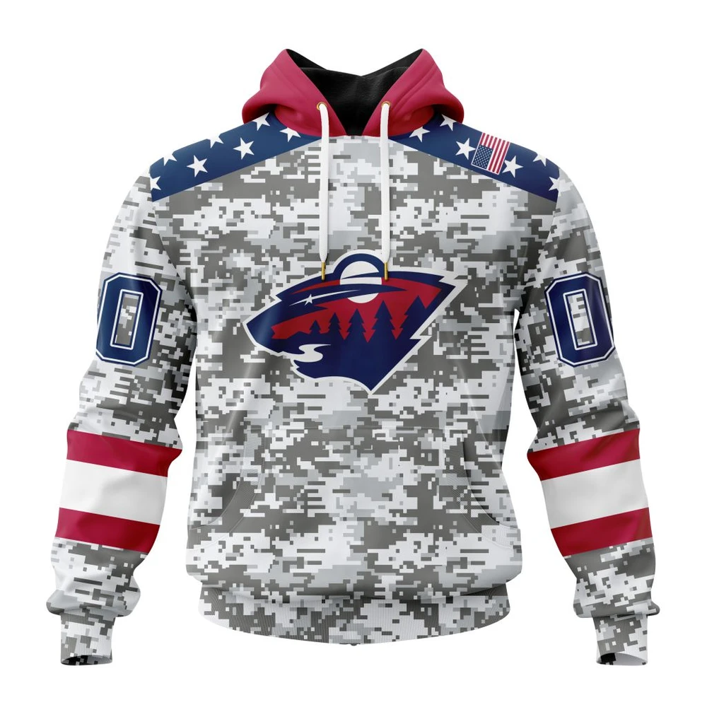 Minnesota Wild Special Camo Design For Veterans Day All Over Print Hoodie Style 54854