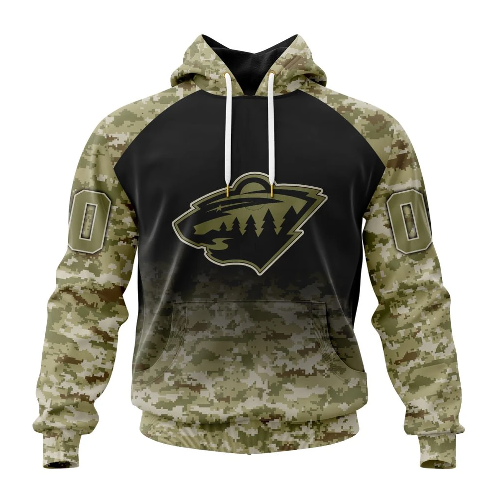 Minnesota Wild Special Camo Design For Veterans Day All Over Print Hoodie Style 61989
