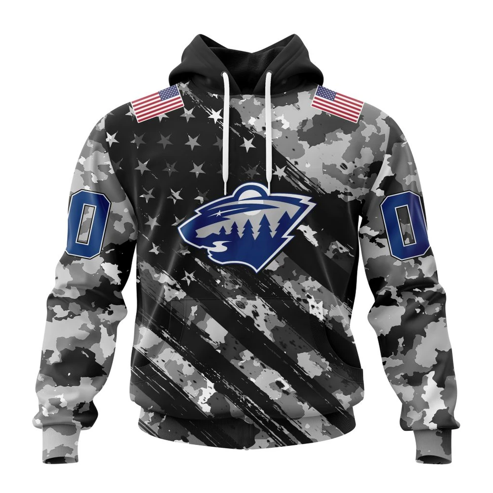 Minnesota Wild Special Camo Military Design All Over Print Hoodie Style 62625