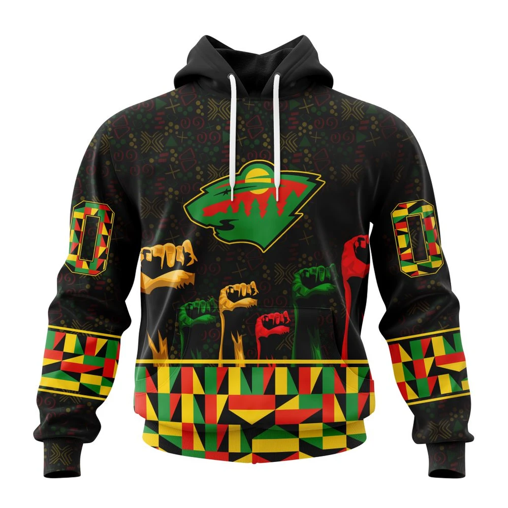 Minnesota Wild Special Design Celebrate Black History Month All Over Print Hoodie Style 30737