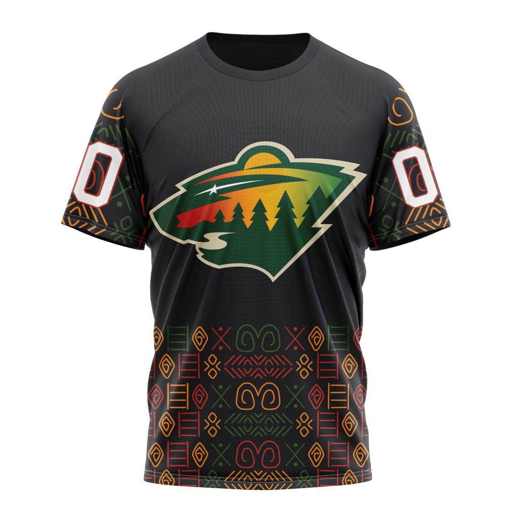 Minnesota Wild Special Design For Black History Month 01 Personalized Name And Number T-Shirt Oregontrailrvpk Shirt