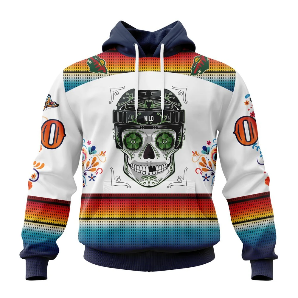 Minnesota Wild Special Design For Dia De Los Muertos All Over Print Hoodie Style 55957