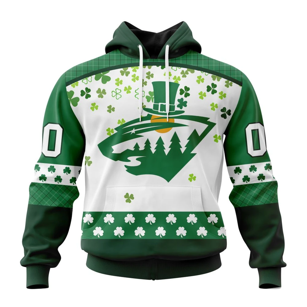 Minnesota Wild Special Design For St. Patrick Day All Over Print Hoodie Style 25521