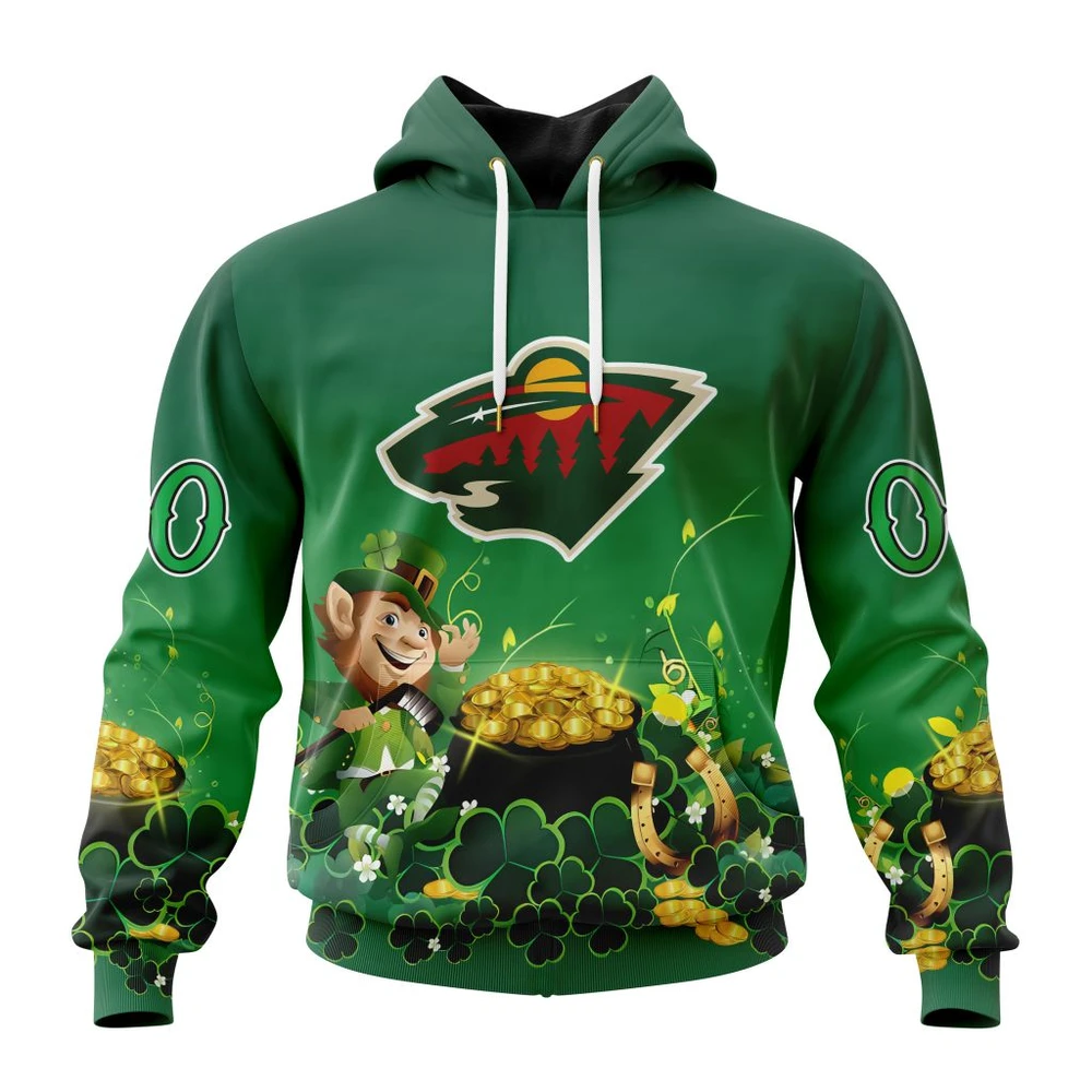 Minnesota Wild Special Design For St. Patrick Day All Over Print Hoodie Style 53158