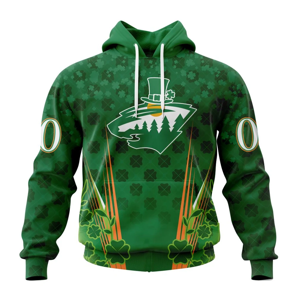 Minnesota Wild Special Design For St. Patrick Day All Over Print Hoodie Style 78206