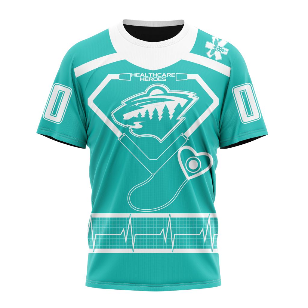Minnesota Wild Special Design Honoring Healthcare Heroes Personalized Name And Number T-Shirt Oregontrailrvpk Shirt