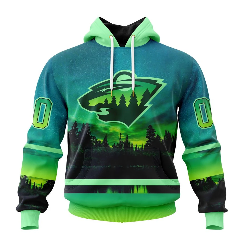 Minnesota Wild Special Design With Northern Lights All Over Print Hoodie Style 61557
