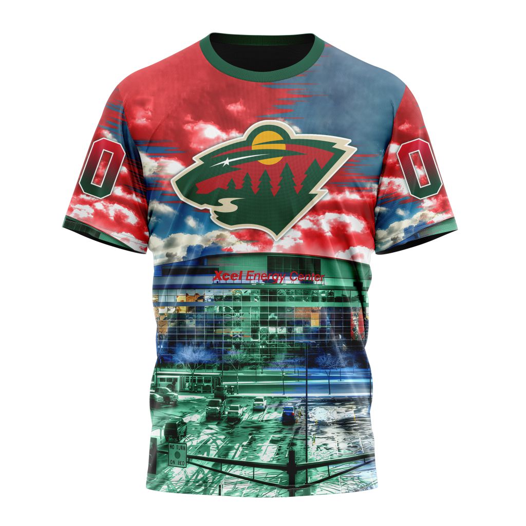 Minnesota Wild Special Design With Xcel Energy Center 01 Personalized Name And Number T-Shirt Oregontrailrvpk Shirt