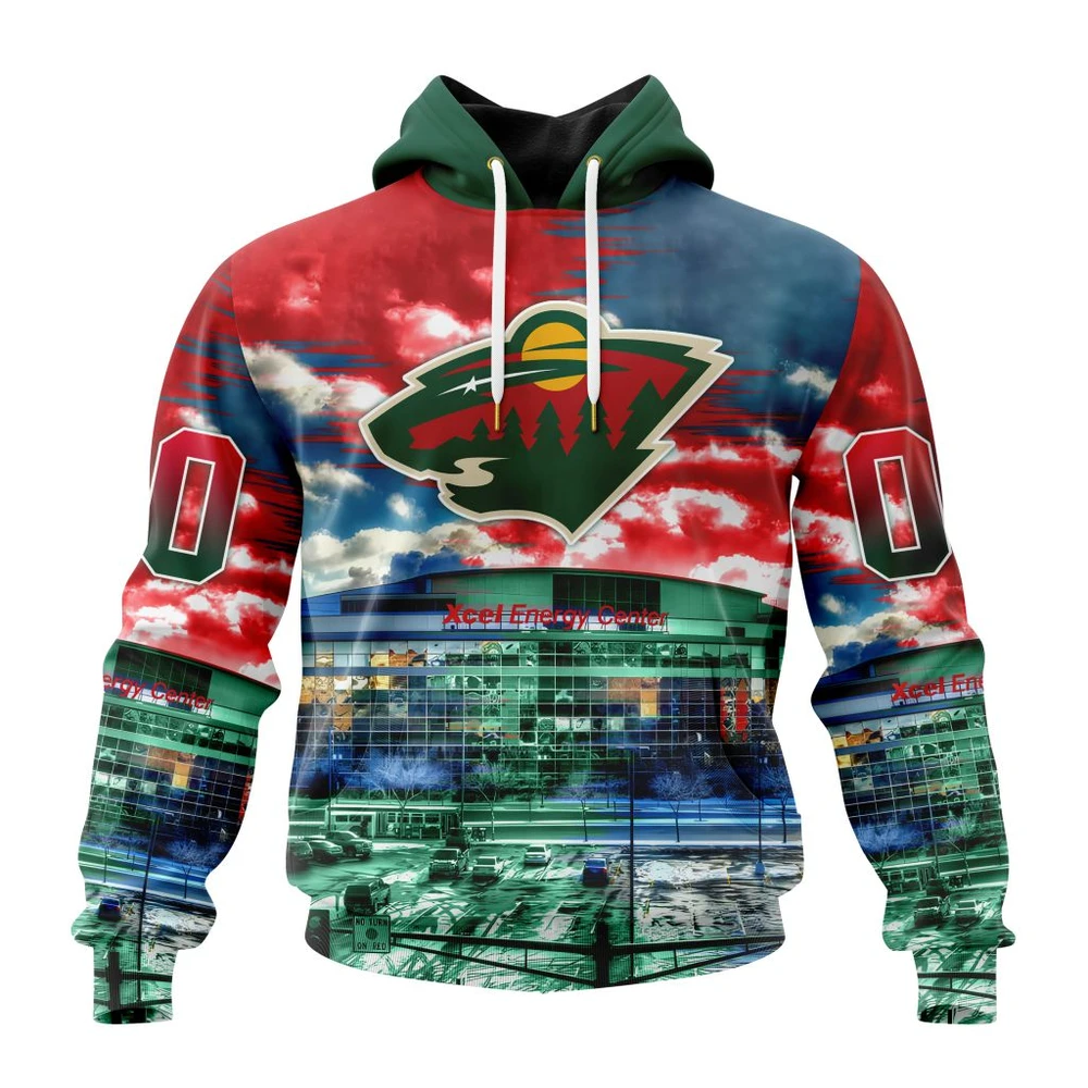 Minnesota Wild Special Design With Xcel Energy Center All Over Print Hoodie Style 31006