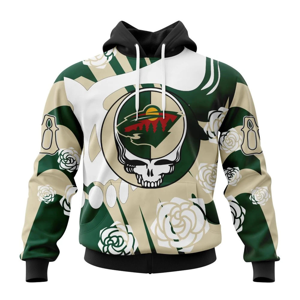 Minnesota Wild Special Grateful Dead Design All Over Print Hoodie Style 16732