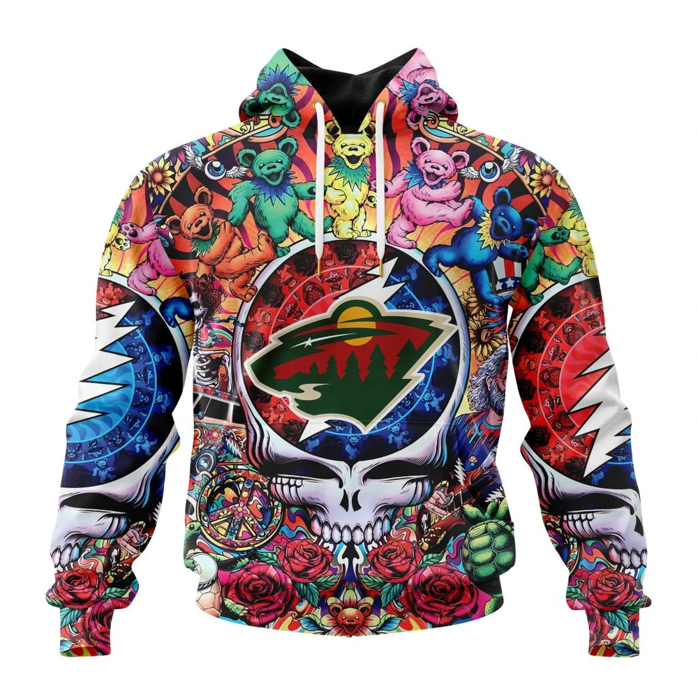Minnesota Wild Special Grateful Dead Design All Over Print Hoodie Style 71634