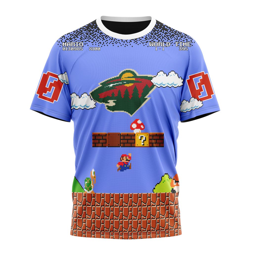 Minnesota Wild Special Kits With Super Mario Game Design Personalized Name And Number T-Shirt Oregontrailrvpk Shirt