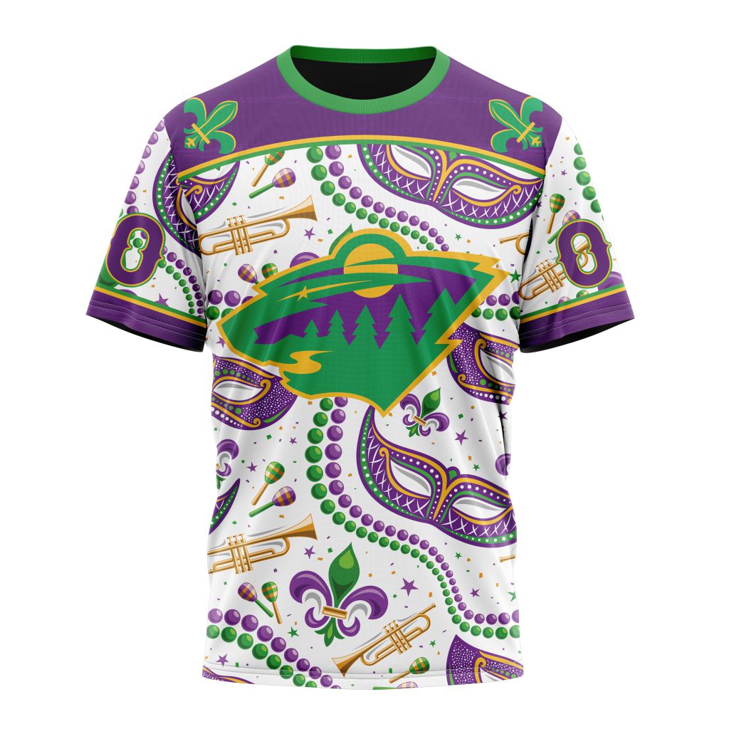 Minnesota Wild Special Mardi Gras Design 01 Personalized Name And Number T-Shirt Oregontrailrvpk Shirt