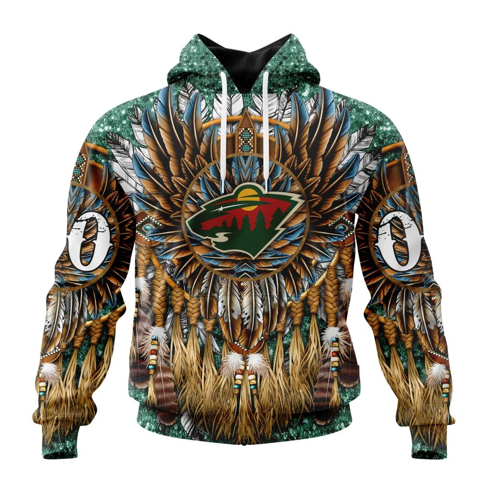 Minnesota Wild Special Native Costume Design All Over Print Hoodie Style 18291